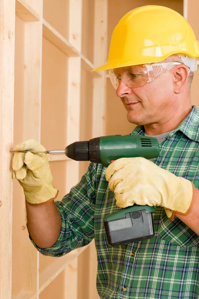 Handyman home improvement working with screwdriver — Stock Photo, Image