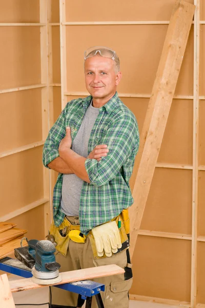 Handyman mature professional diy home improvement — Stock Photo, Image