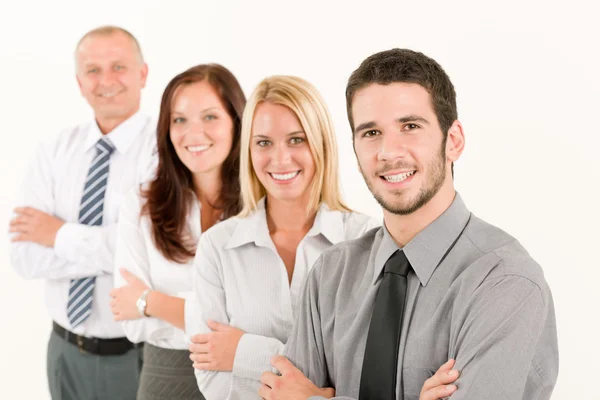 Business team happy stående i rad porträtt — Stockfoto