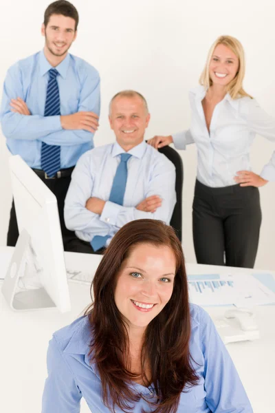 Business team pretty businesswoman with colleagues Stock Image