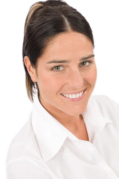 Lächelnde Geschäftsfrau attraktive Brünette Porträt — Stockfoto