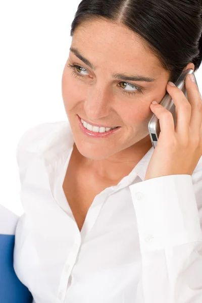 Smiling businesswoman attractive calling — Stock Photo, Image
