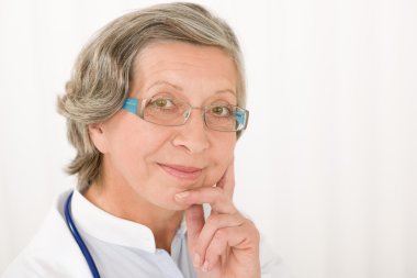 Senior doctor female landsca[e portrait smile clipart