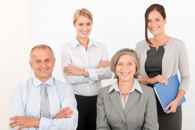 Business team pretty businesswomen with colleagues clipart