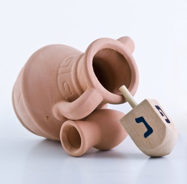 Dreidel and Oil Jug clipart