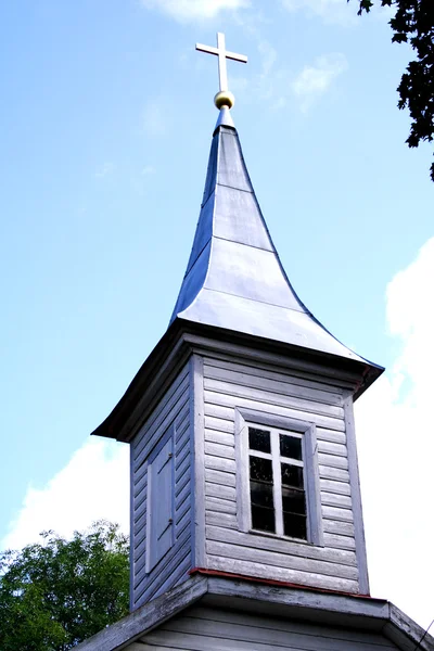 stock image Church tower with lighted cross on roof