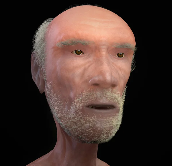 Hommes visage 3D wiew sur fond noir — Photo