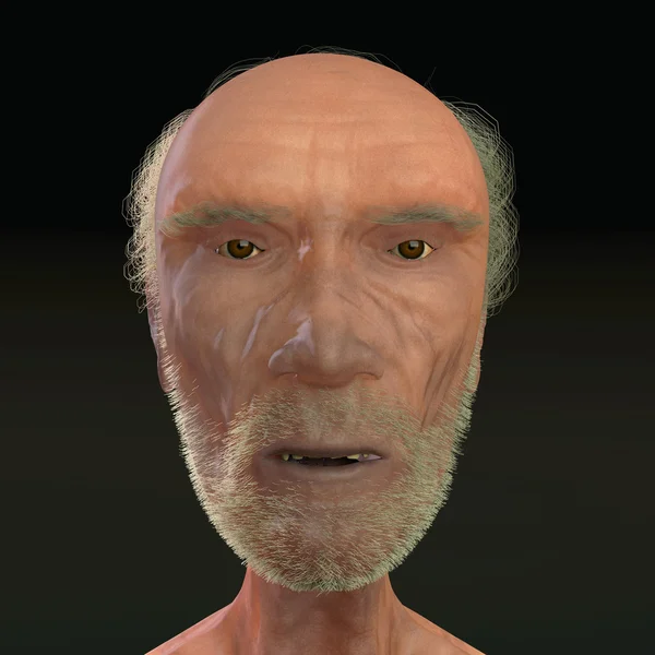 Чоловіки 3D вигляд обличчя на чорному тлі — стокове фото