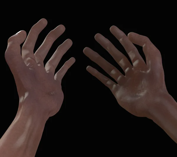 Old men hands viewed on black background — Stock Photo, Image