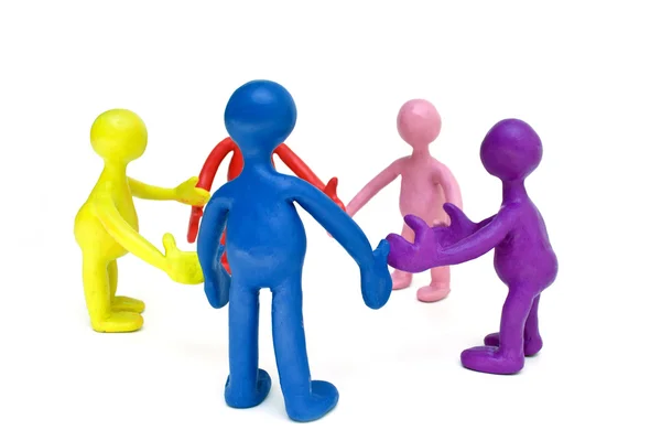 Look on group of plasticine colored puppets — Stock Photo, Image
