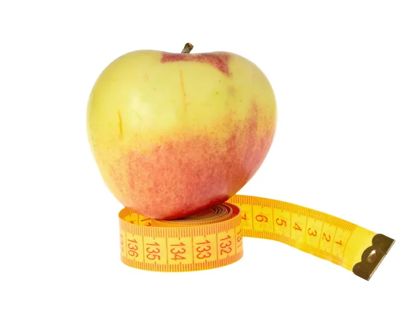苹果和孤立的标尺 — 图库照片