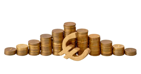 Gold coins with euro signs — Stock Photo, Image