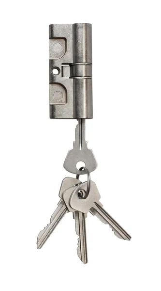 Un mucchio di chiavi nel buco della serratura — Foto Stock
