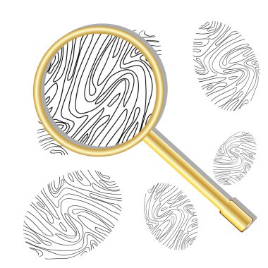 Magnifying glass and fingerprint clipart