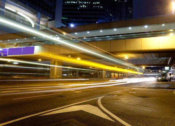 stock image Traffic in Hong Kong at night