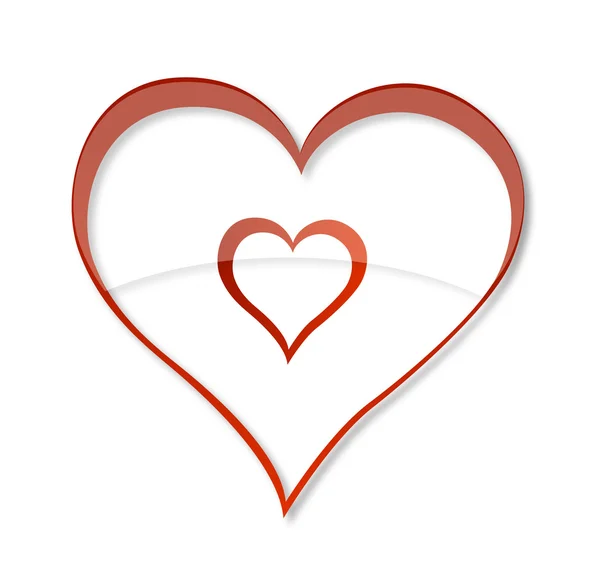 Walentynki symbol serca czerwony kolor na białym tle — Wektor stockowy