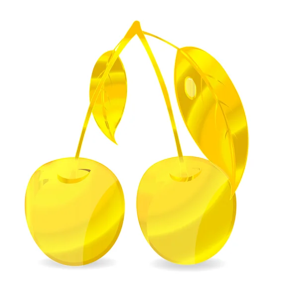 Brillante simbolo di ciliegia oro — Vettoriale Stock