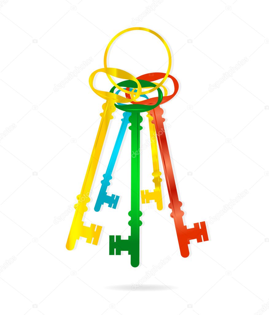 Abstract and colored keys symbols set