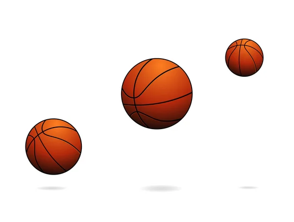 Ensemble de balles de basket tourbillon et grunge — Image vectorielle