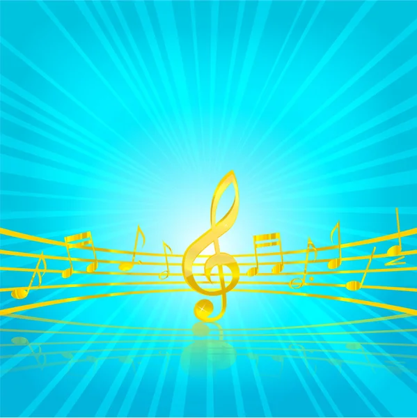 Música clásica clave de color oro en el azul — Vector de stock