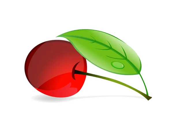 Natureza cereja e folha símbolo cor vermelha —  Vetores de Stock