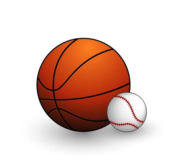 Baseball and basketball balls symbols set — Stock Vector