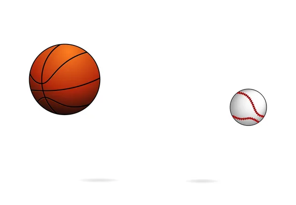 飛ぶスポーツ バスケット ボールと野球ボールのシンボル セット — ストックベクタ