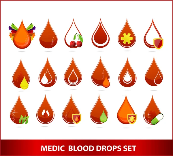 Creatieve medic bloed druppels symbolen set — Stockvector