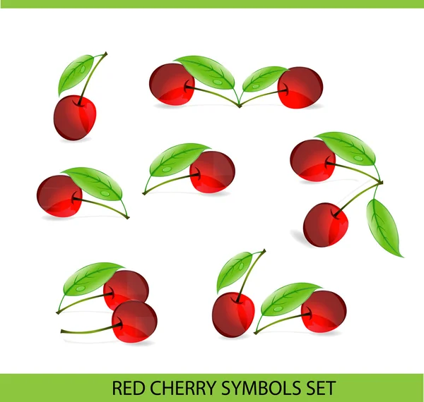 Glas cherry symboler stor uppsättning på vita — Stock vektor