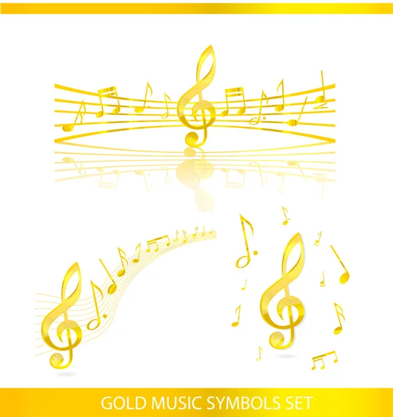 Abstract music symbols set gold color — Stock Vector