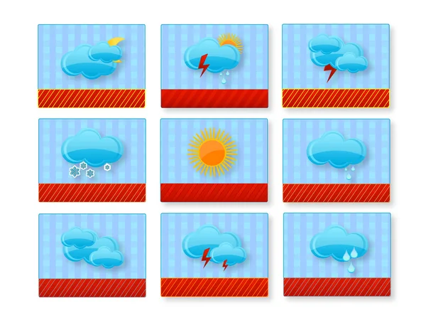 Wetter Wolke texturierte Symbole setzen blaue Farbe — Stockvektor