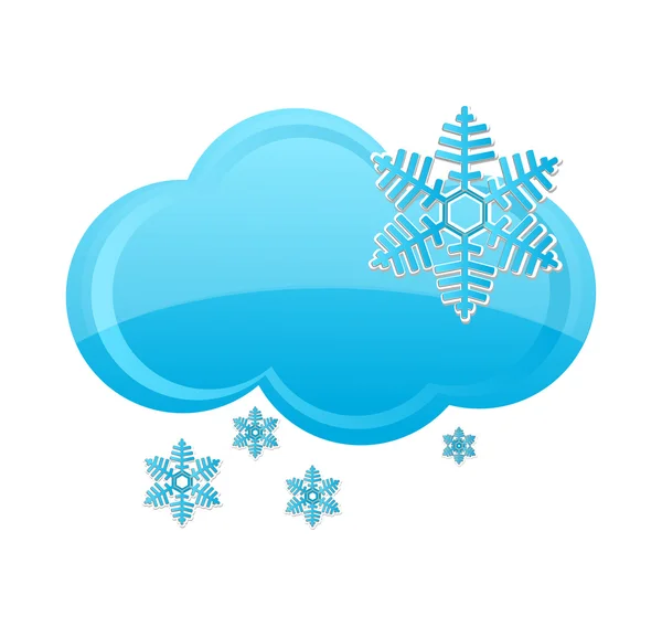 Weather snow cloud symbol blue color — Stock Vector