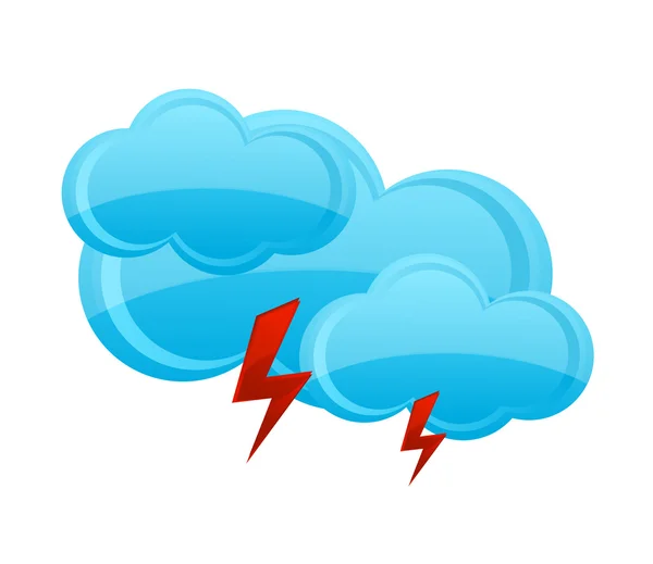 Symbole de pluie nuage bleu sur le blanc — Image vectorielle