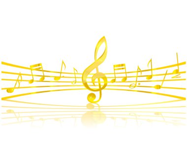 Müzik tuşu ve öğeleri altın rengi