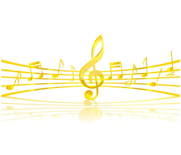 Clave musical y elementos color oro — Vector de stock