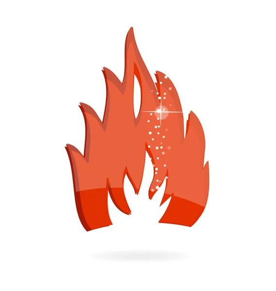 Glas en duidelijke rode brand symbool — Stockvector