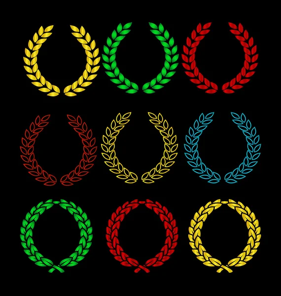 Set di segni di corona d'oro e colorato isolato — Vettoriale Stock