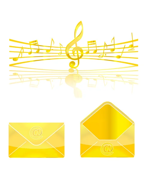 Gold music and web elements set — Stock Vector