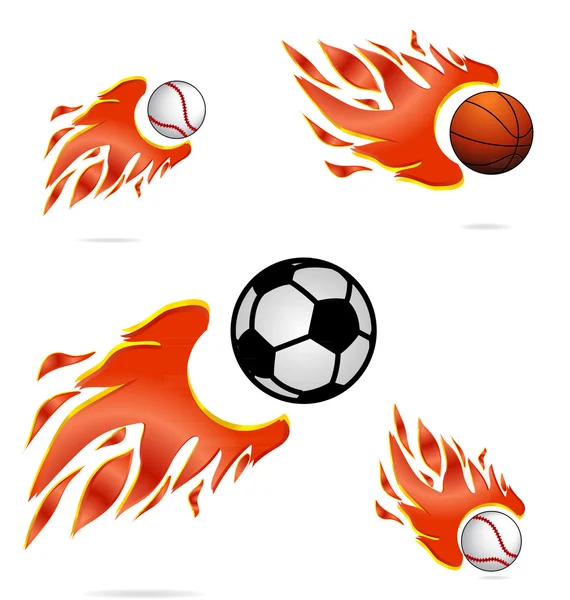 Esporte criativo voar e fogo bolas definido —  Vetores de Stock