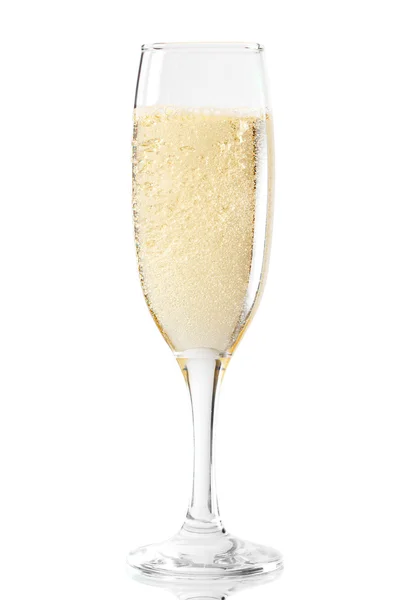 Champagne in a glass. Isolated on white background — Stock Photo, Image