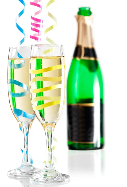 Champagne flutes festive combo — Stock Photo, Image