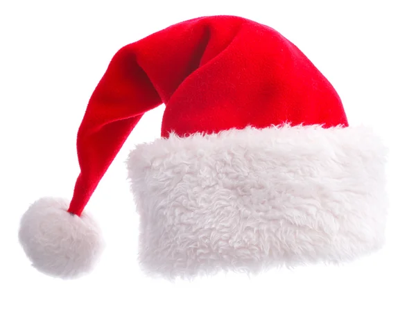 Красный Санта-Клаус шляпа на белом фоне — стоковое фото