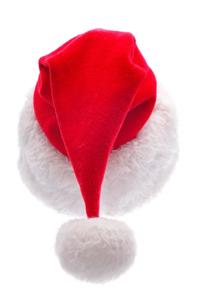 Červený klobouk santa claus na bílém pozadí — Stock fotografie