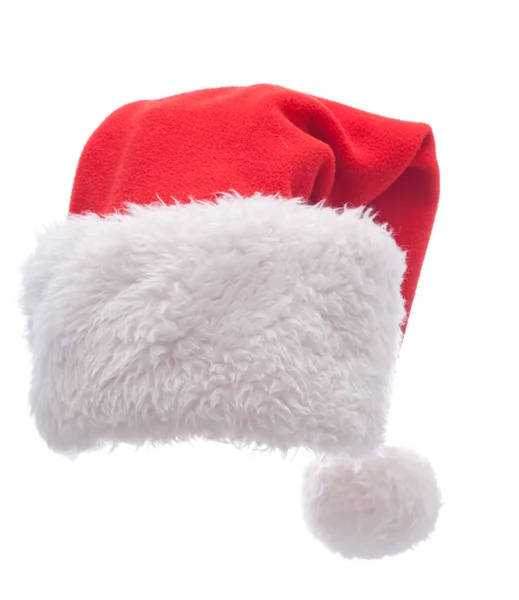 Czerwony kapelusz Świętego Mikołaja na białym tle — Zdjęcie stockowe