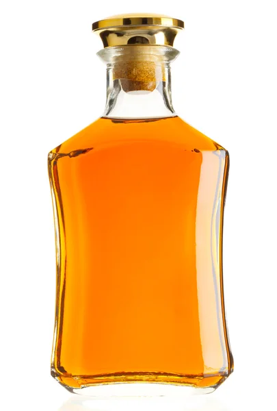 Full whiskey bottle isolated on white background — Stock Photo, Image