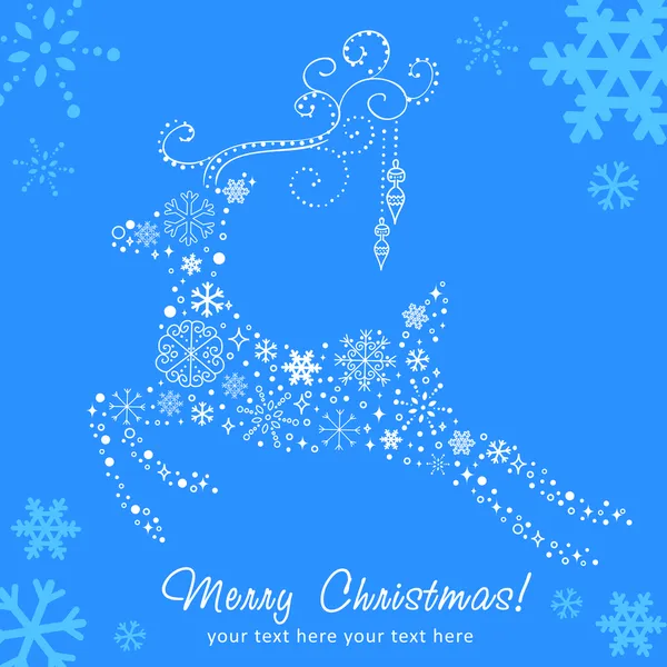 Ornate decorative Christmas deer card — Stock Vector