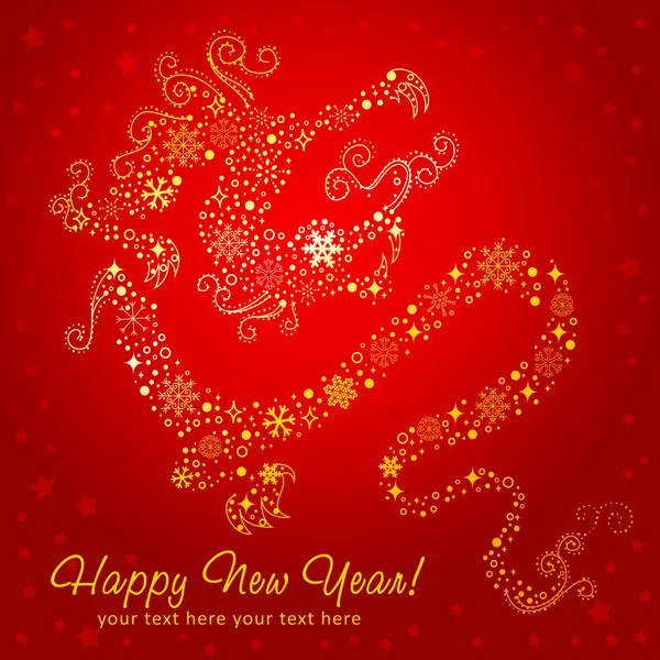 Sierlijke Chinees Nieuwjaar van gestileerde draak — Stockvector