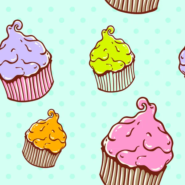 Mignon cupcake vintage texture sans couture — Image vectorielle