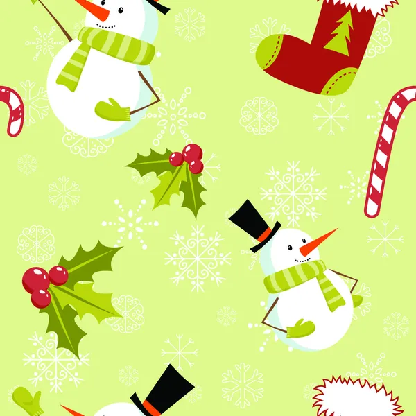귀여운 만화 크리스마스 눈사람 원활한 패턴 — 스톡 벡터