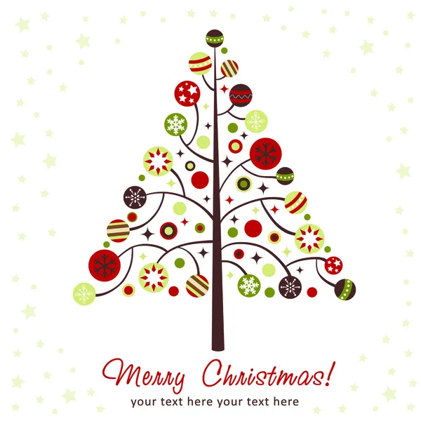 Περίτεχνα Χριστουγεννιάτικη κάρτα με Χριστούγεννα δέντρο — Διανυσματικό Αρχείο